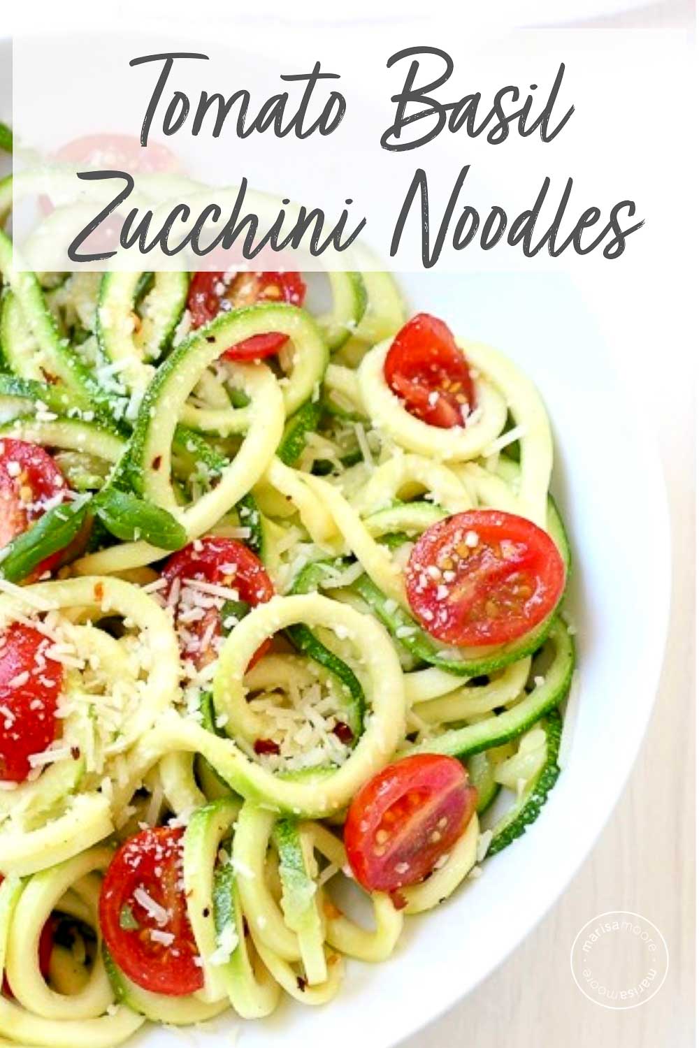 Sautéed Zucchini Noodles with Tomato Basil and Parmesan