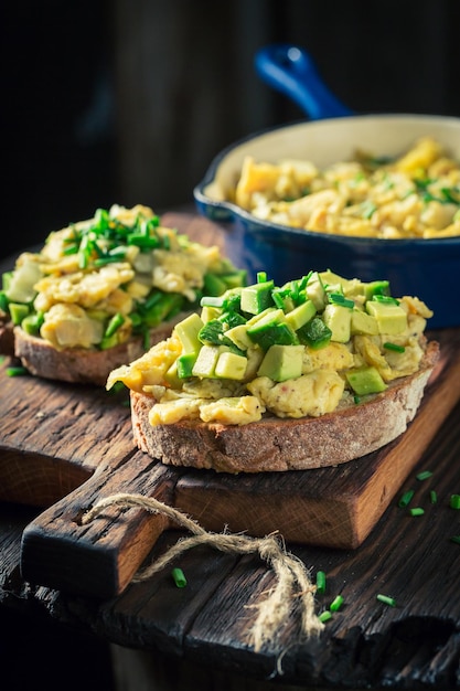 Pan-Fried Eggs with Avocado and Chives