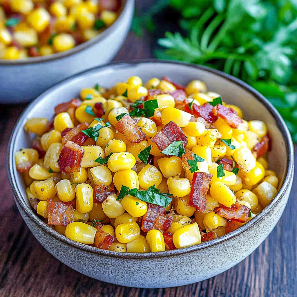 Illinois Corn and Bacon Skillet with Herb Gravy