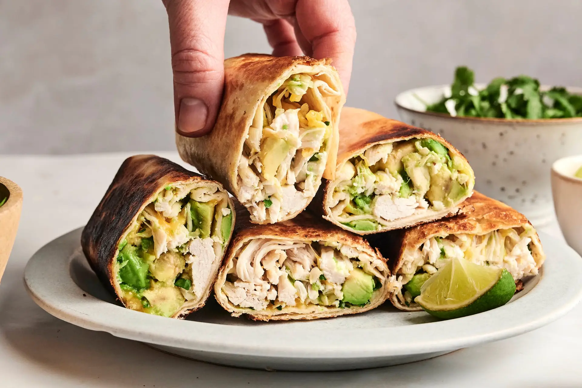 Chicken and Avocado Wrap with Chili Flakes