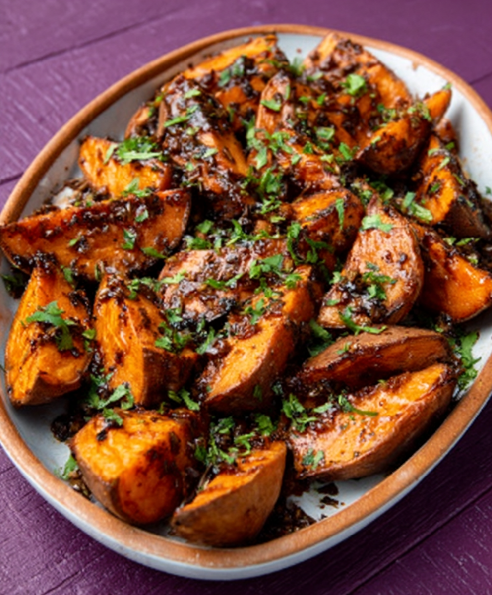 Harissa-Spiced Roasted Sweet Potatoes