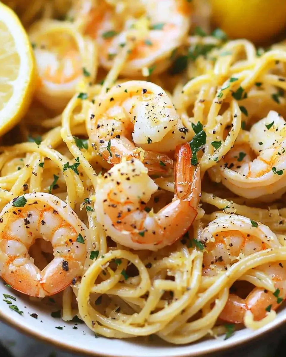 Pan-Seared Shrimp with Lemon-Garlic Butter Pasta
