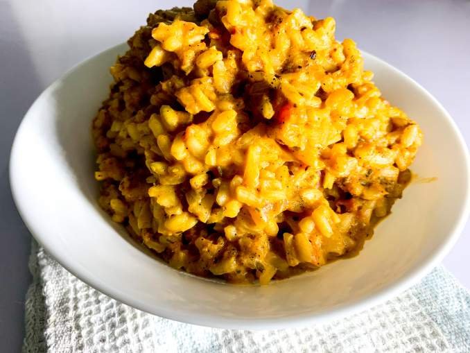 Red-Light Infused Tomato Basil Risotto