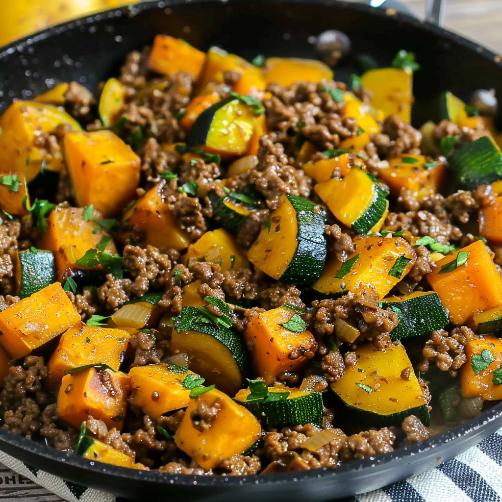 Sheet Pan Beef and Sweet Potato with Spinach