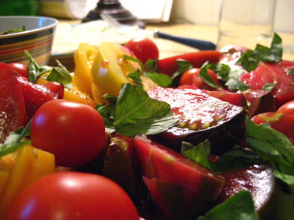 Golden-Grown Heirloom Tomato and Cucumber Salad