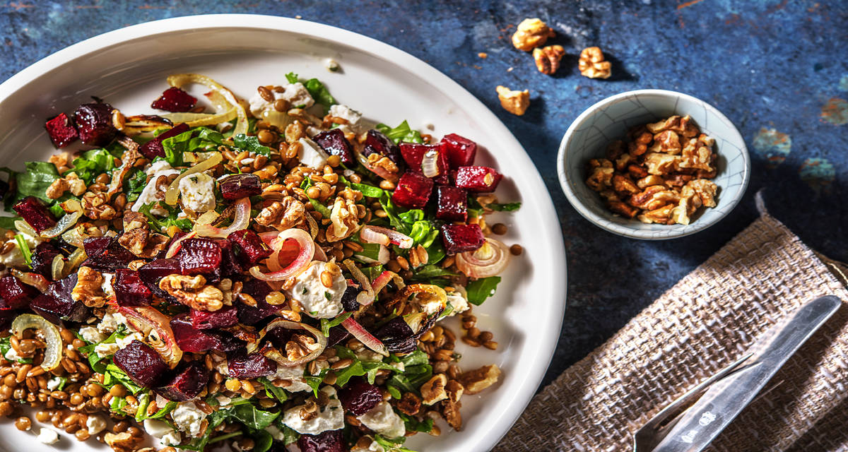 Lentil and Farro Bowl with Roasted Beetroot and Citrus