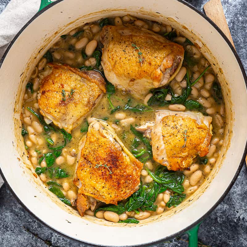 Slow-Cooked Chicken Thighs with White Beans and Rosemary