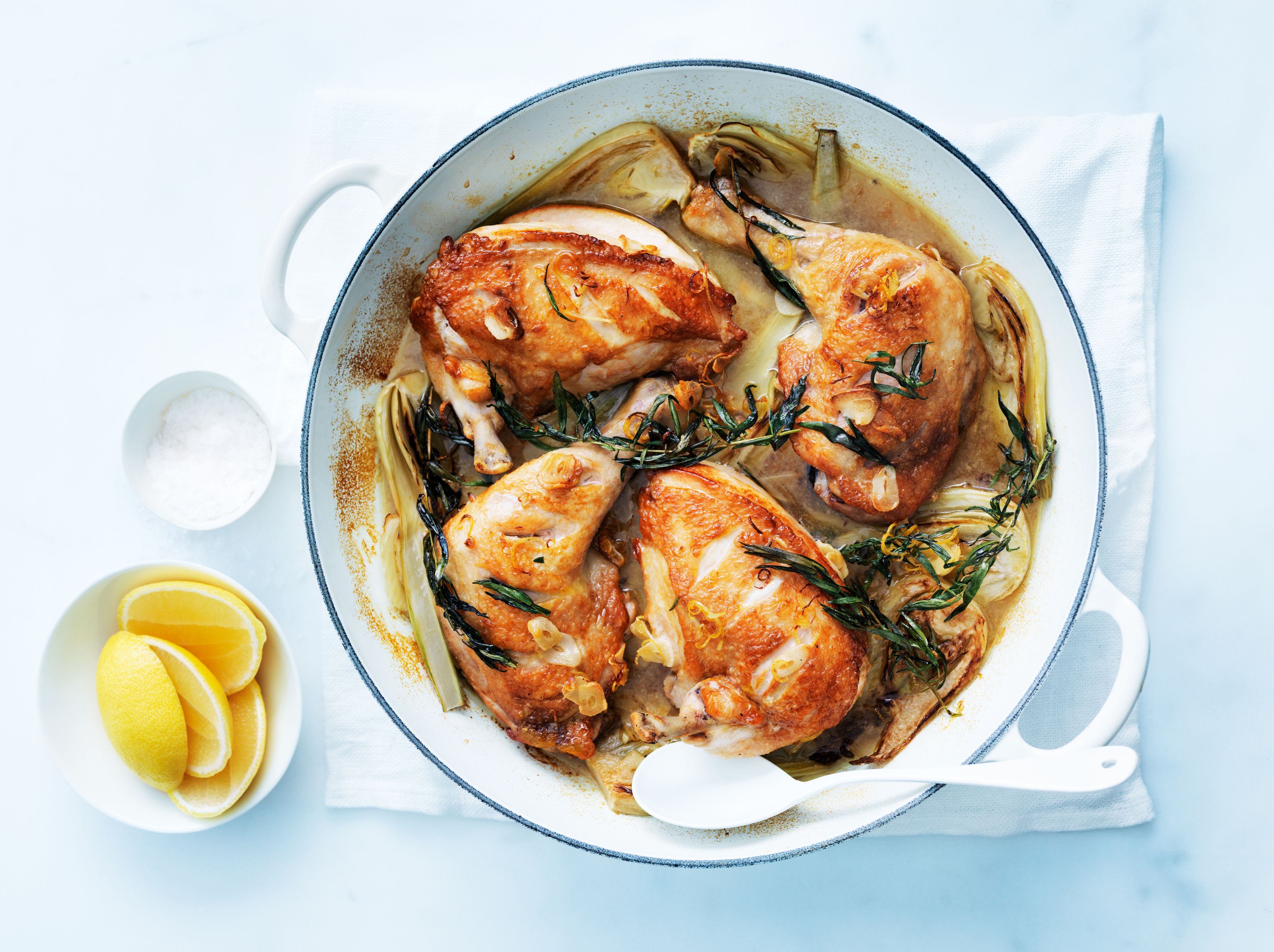 Sear-Charred Chicken Thighs with Lemon-Tarragon