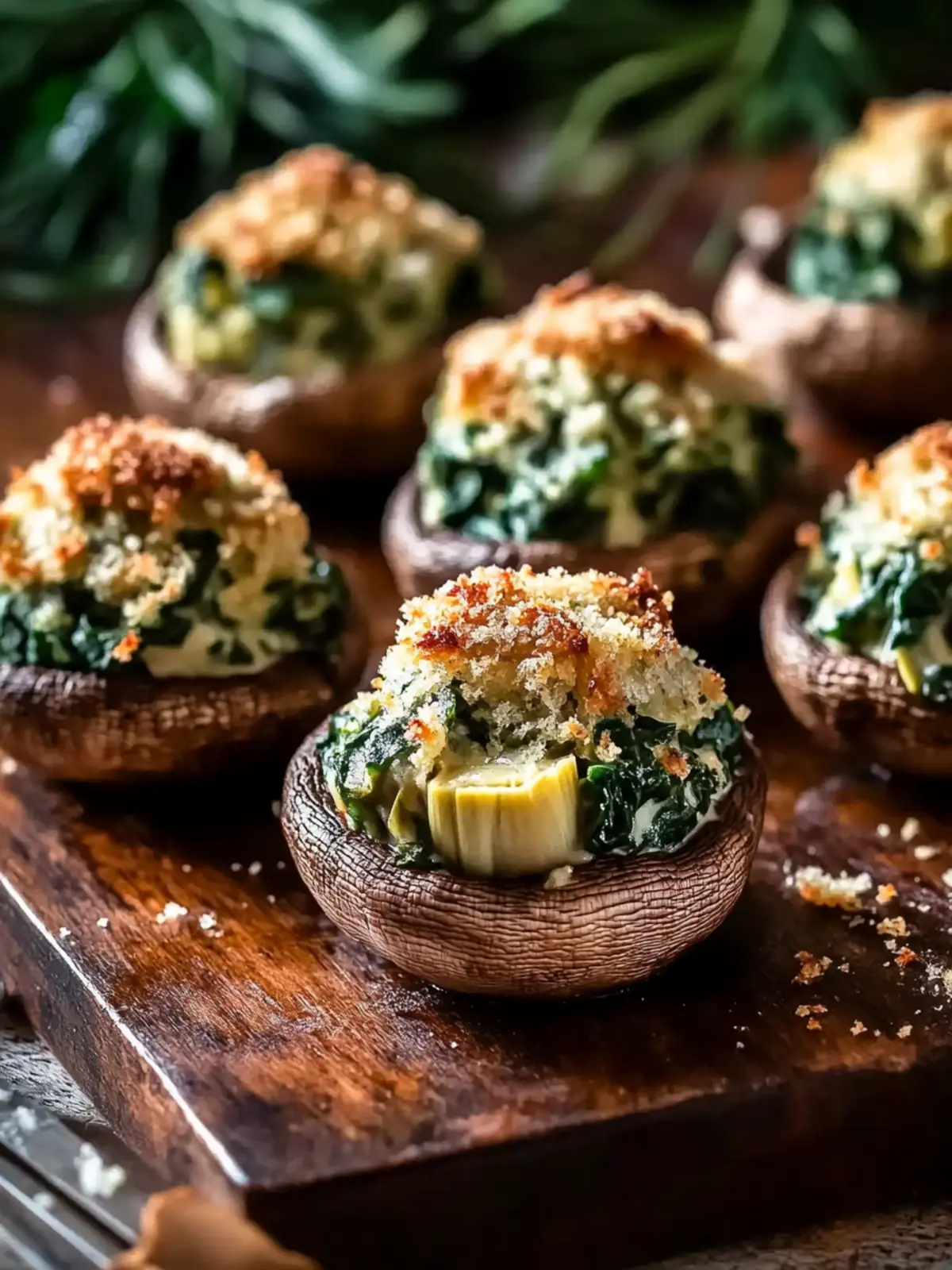 Creamed Spinach and Artichoke Stuffed Mushrooms