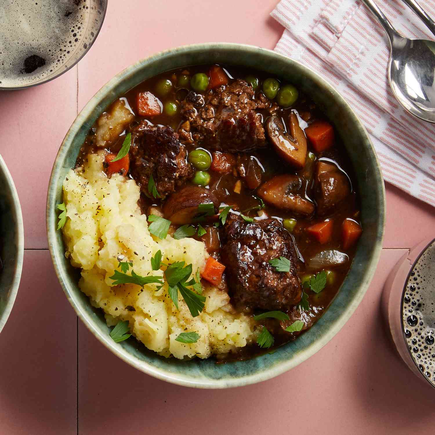 Beef and Mushroom Stew with Smoked Potatoes