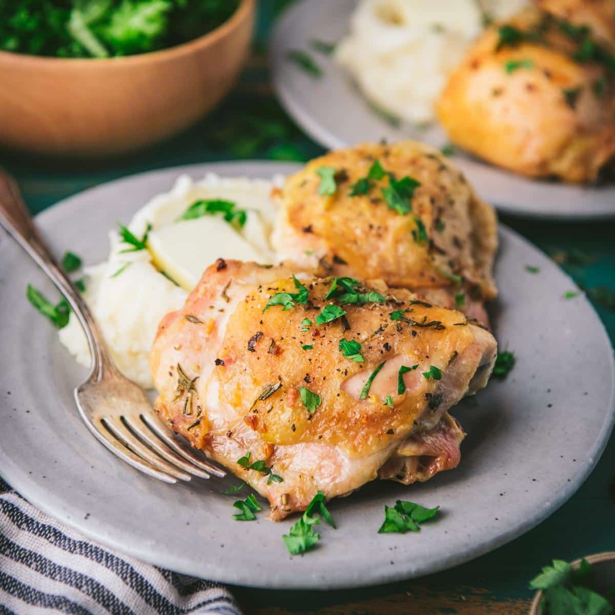Herb-Roasted Chicken Thighs with Lemon-Garlic Potatoes