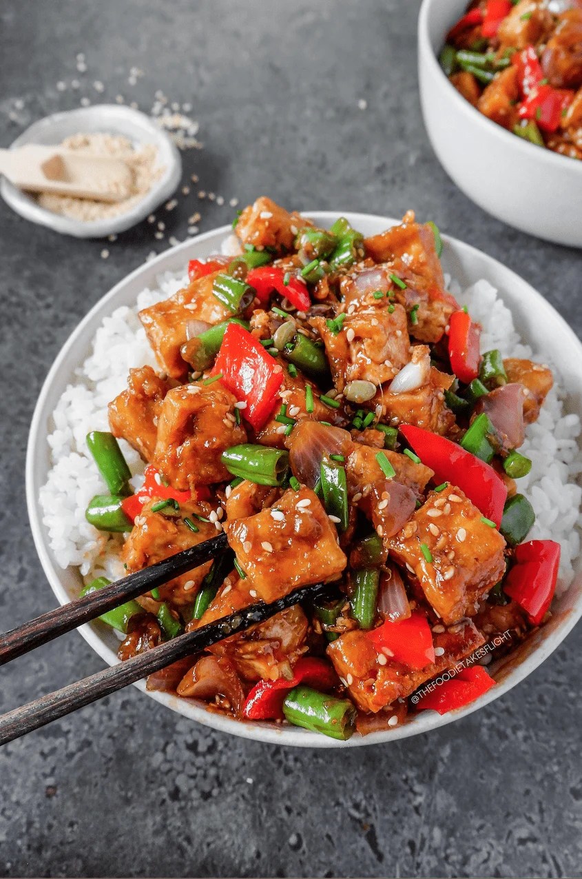 Soy-Ginger Baked Tofu with Sesame Green Beans