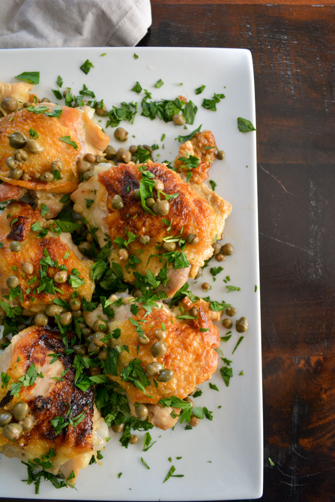 Chicken Thighs Braised in White Wine and Dill