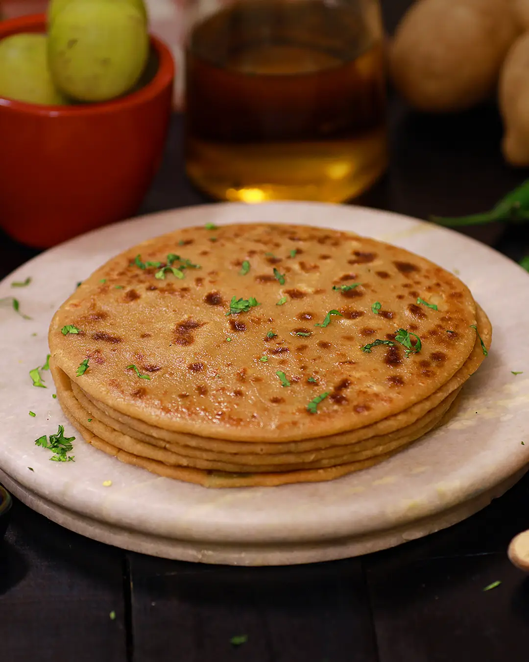 Aloo Paratha with Cumin and Coriander Filling