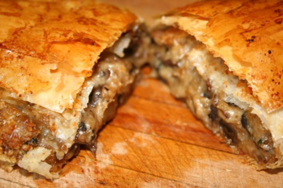 Layered Mushroom and Thyme Strudel