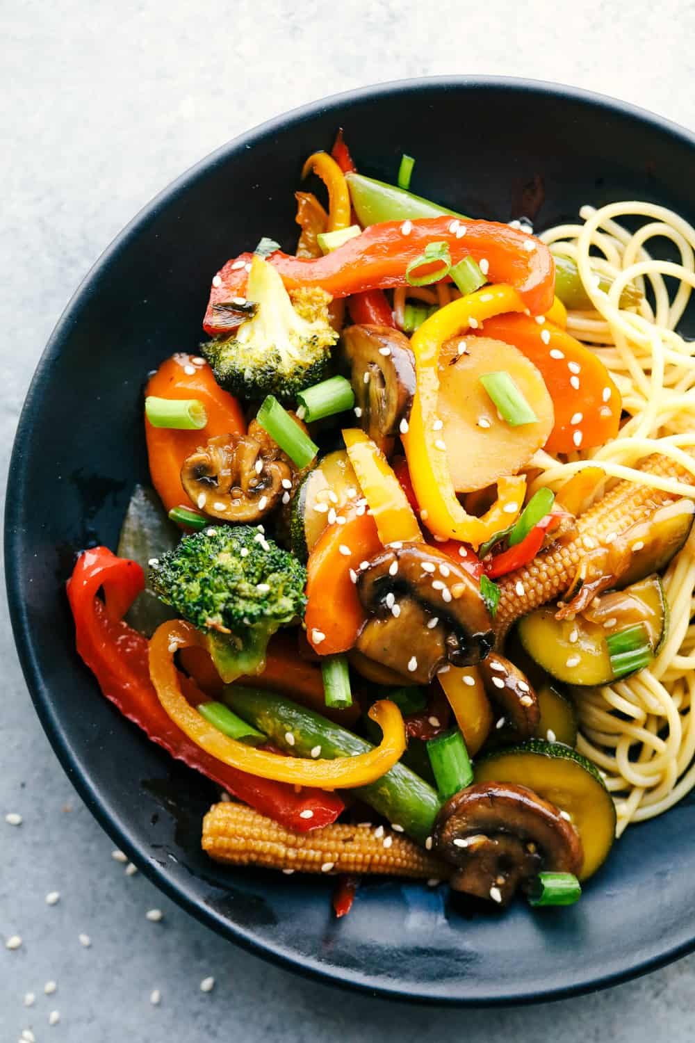 Rainbow Vegetable Stir-Fry with Sesame Rice