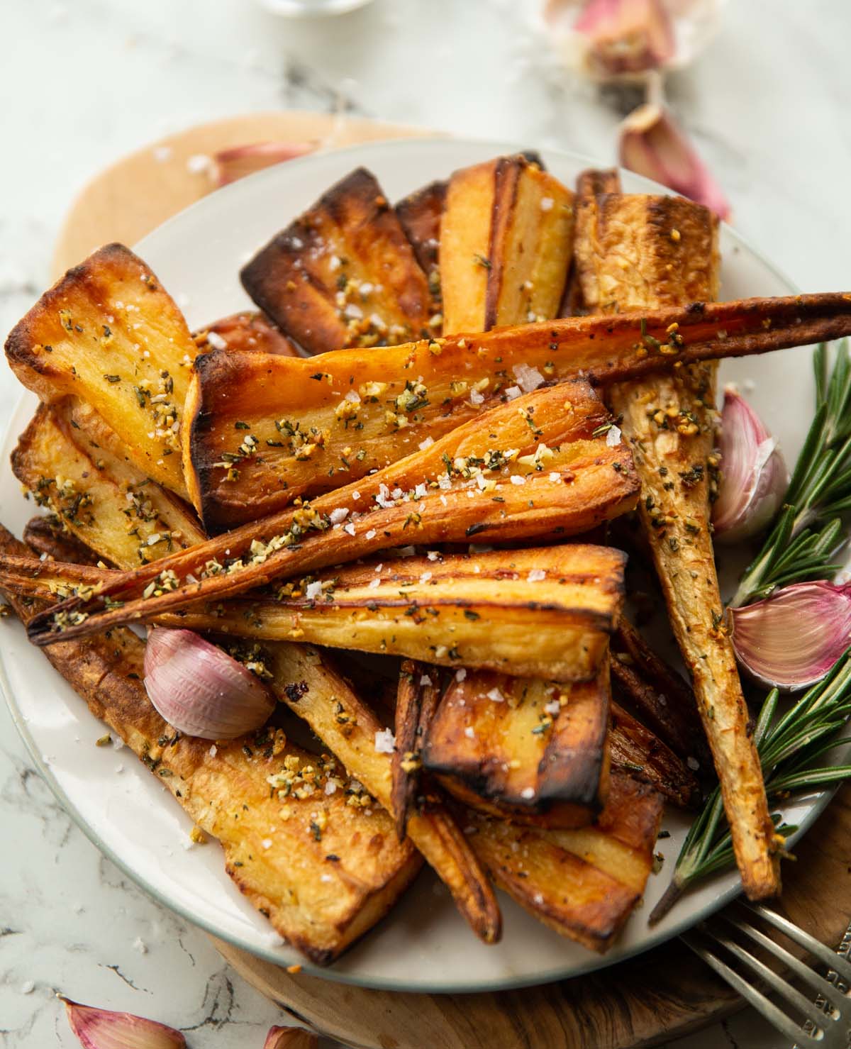 Rosemary-Garlic Roasted Carrots and Parsnips