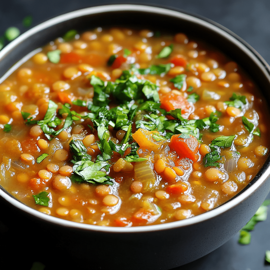 Vegetarian Lentil Soup with Tomatoes and Spinach