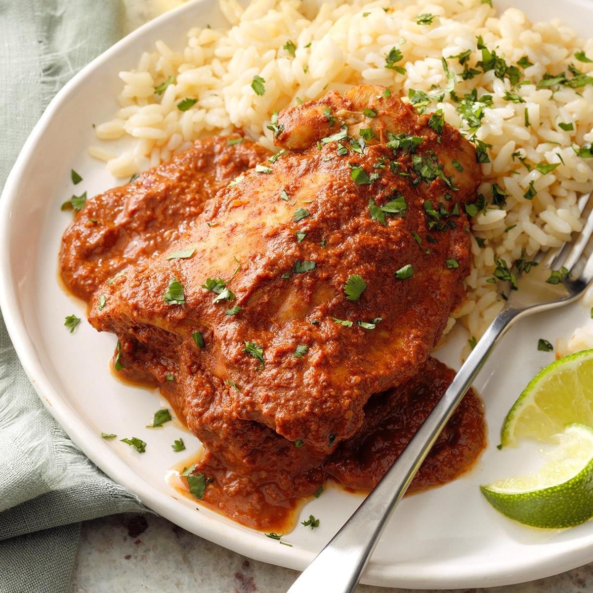 Mole-Braised Chicken with Roasted Corn and Avocado