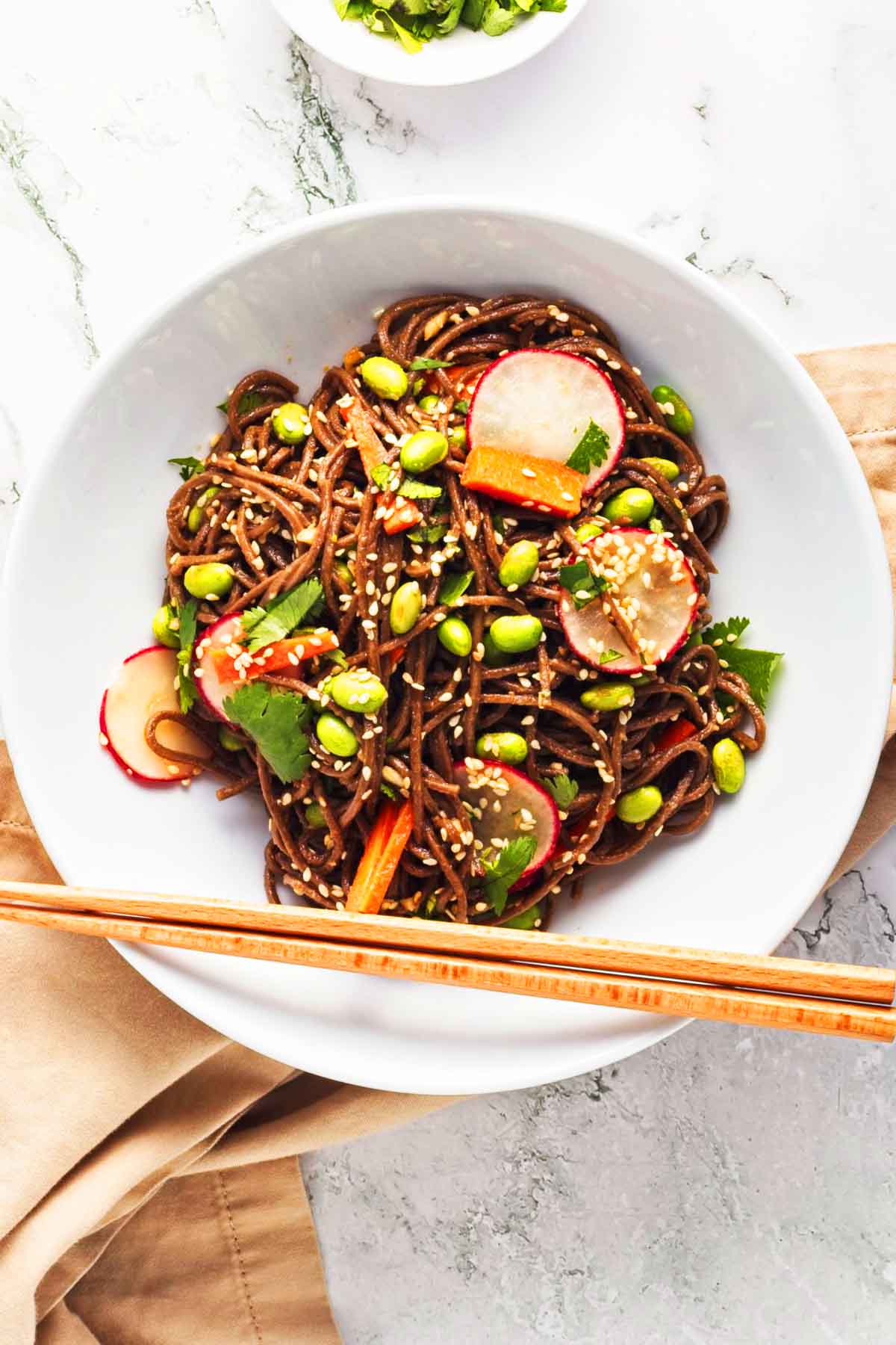 Rainbow Vegetable Soba Noodles with Sesame Dressing