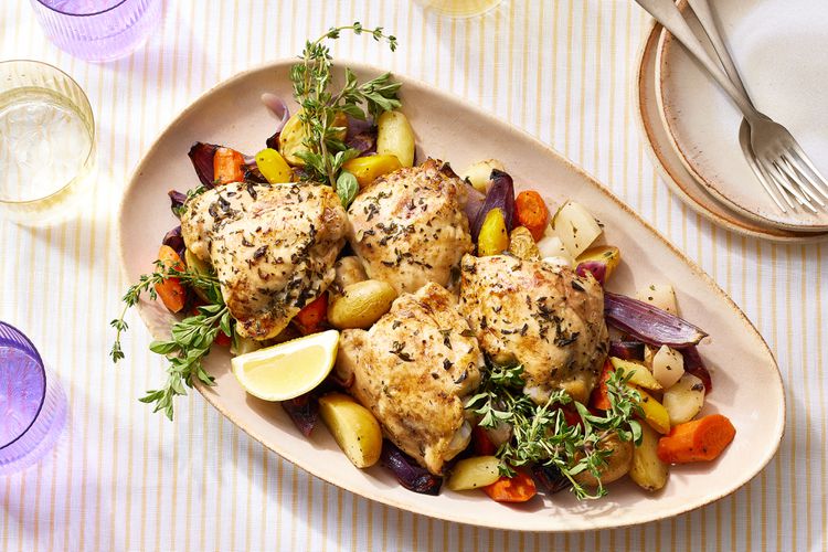 One-Pan Lemon-Dill Chicken with Roasted Vegetables