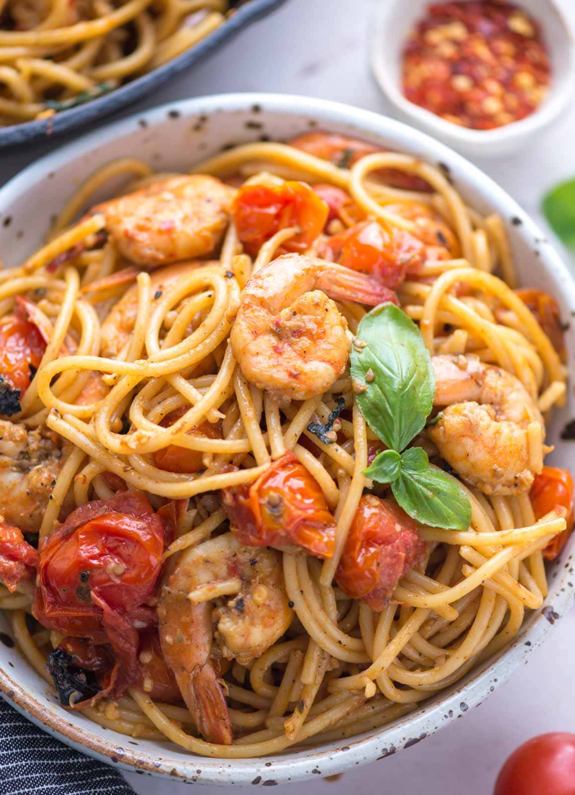 Pasta with Sautéed Shrimp and Cherry Tomatoes