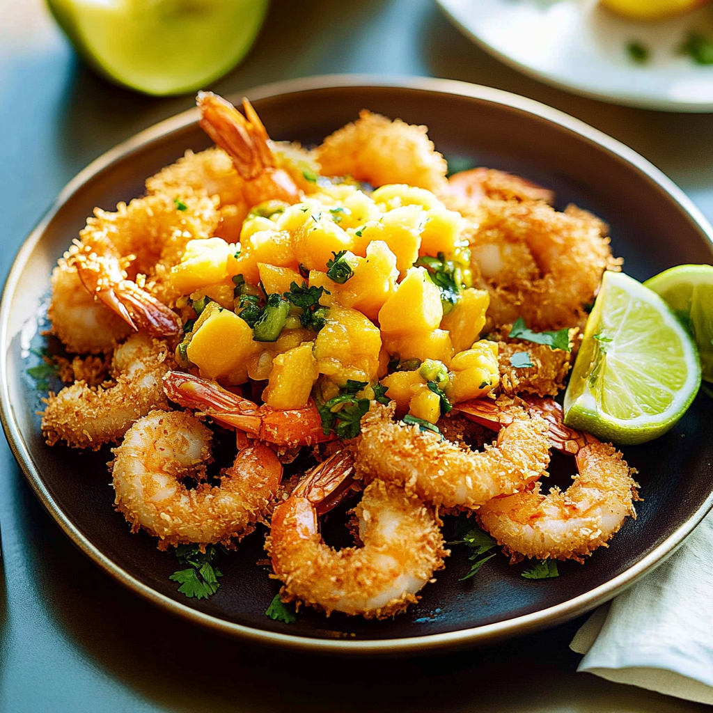 Pan-Fried Coconut Shrimp with Mango Salsa