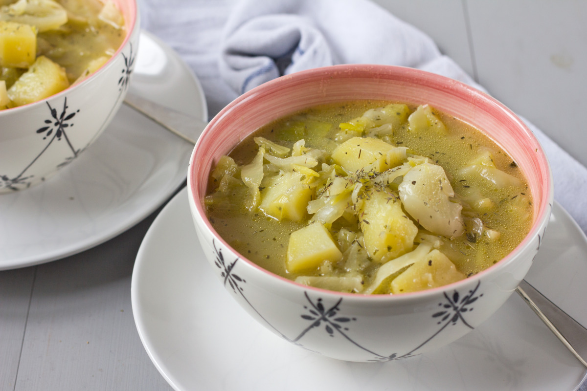 Cabbage and Leek Soup with Fresh Dill