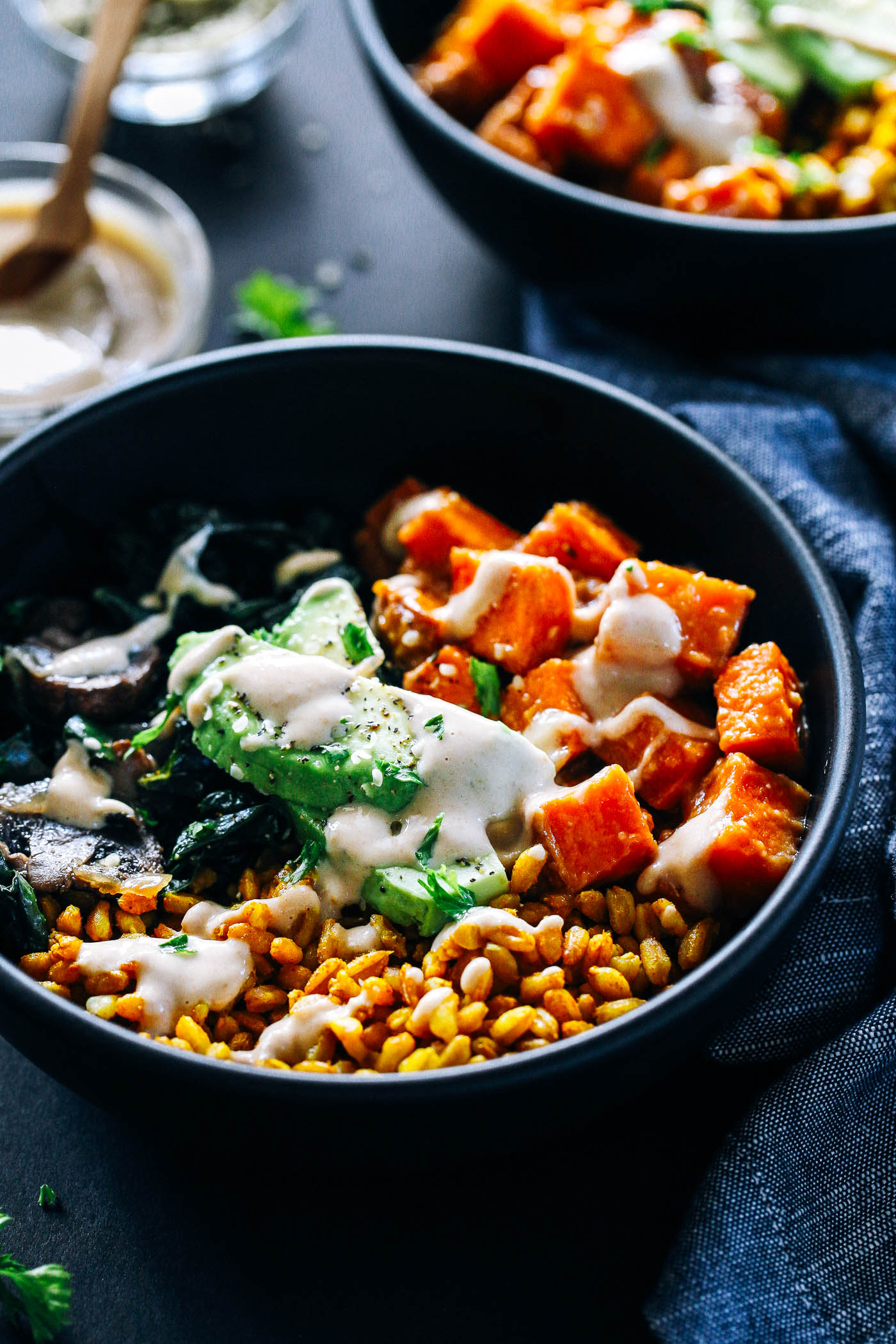 Miso-Glazed Sweet Potato and Black Bean Grain Bowl