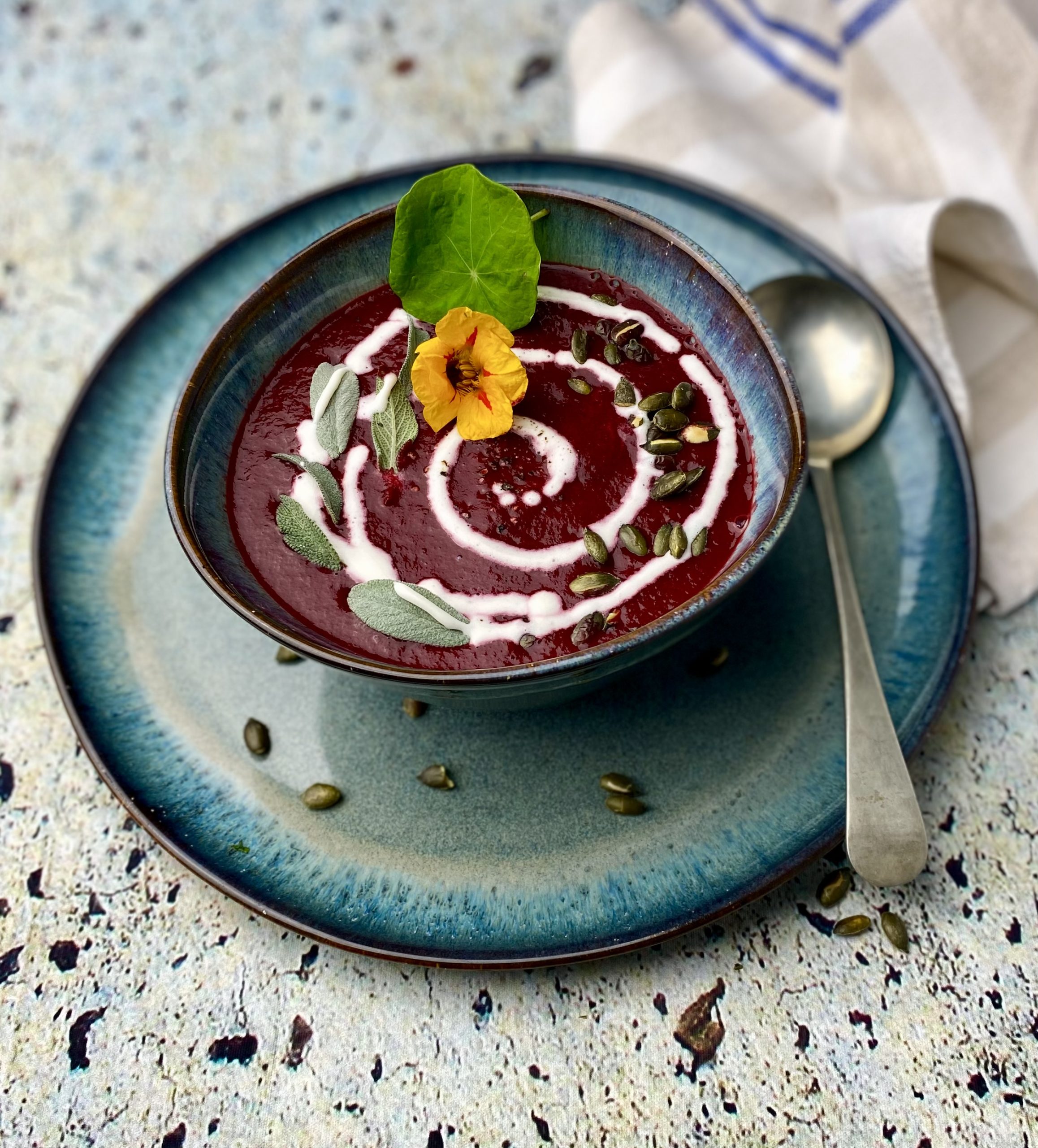Roasted Beetroot and White Bean Soup