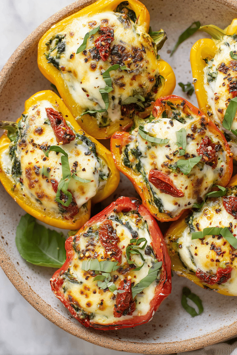 Ricotta-Stuffed Bell Peppers with Herbed Tomato Sauce