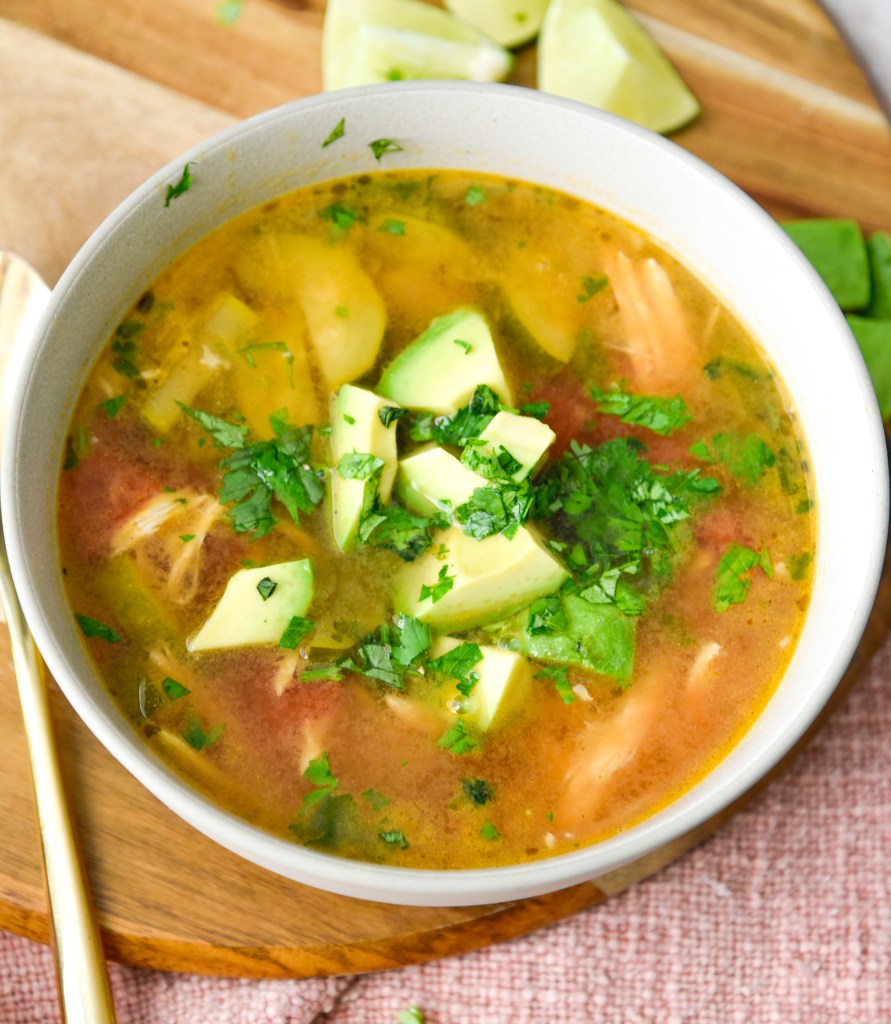 Achiote Chicken Soup with Lime and Cilantro