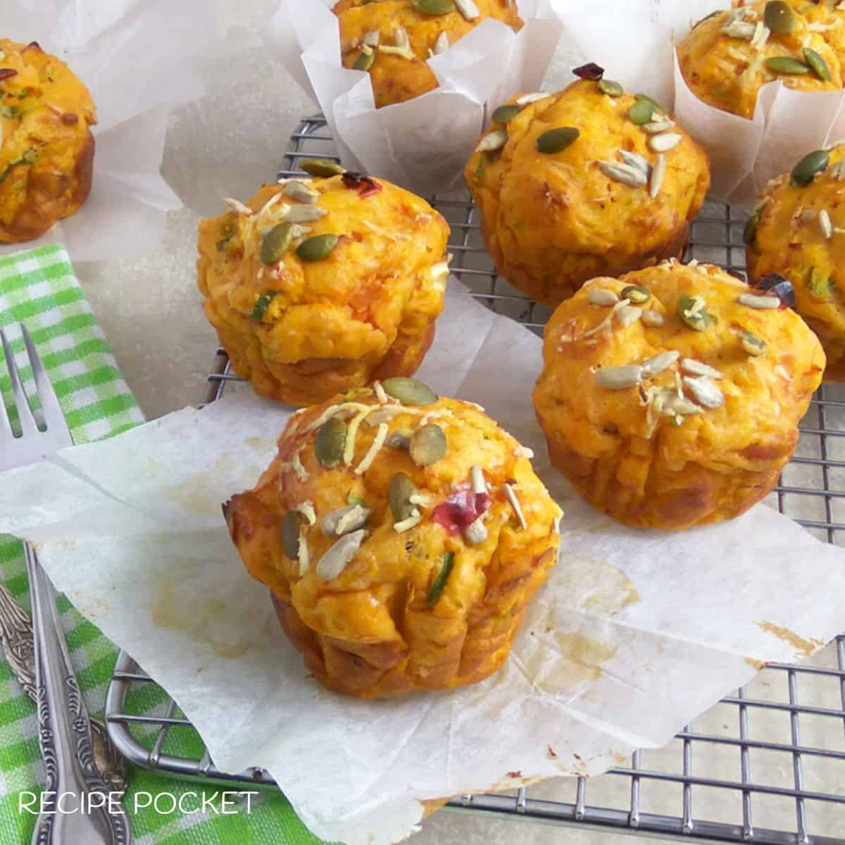 Spinach-Sweet Potato Savory Muffins