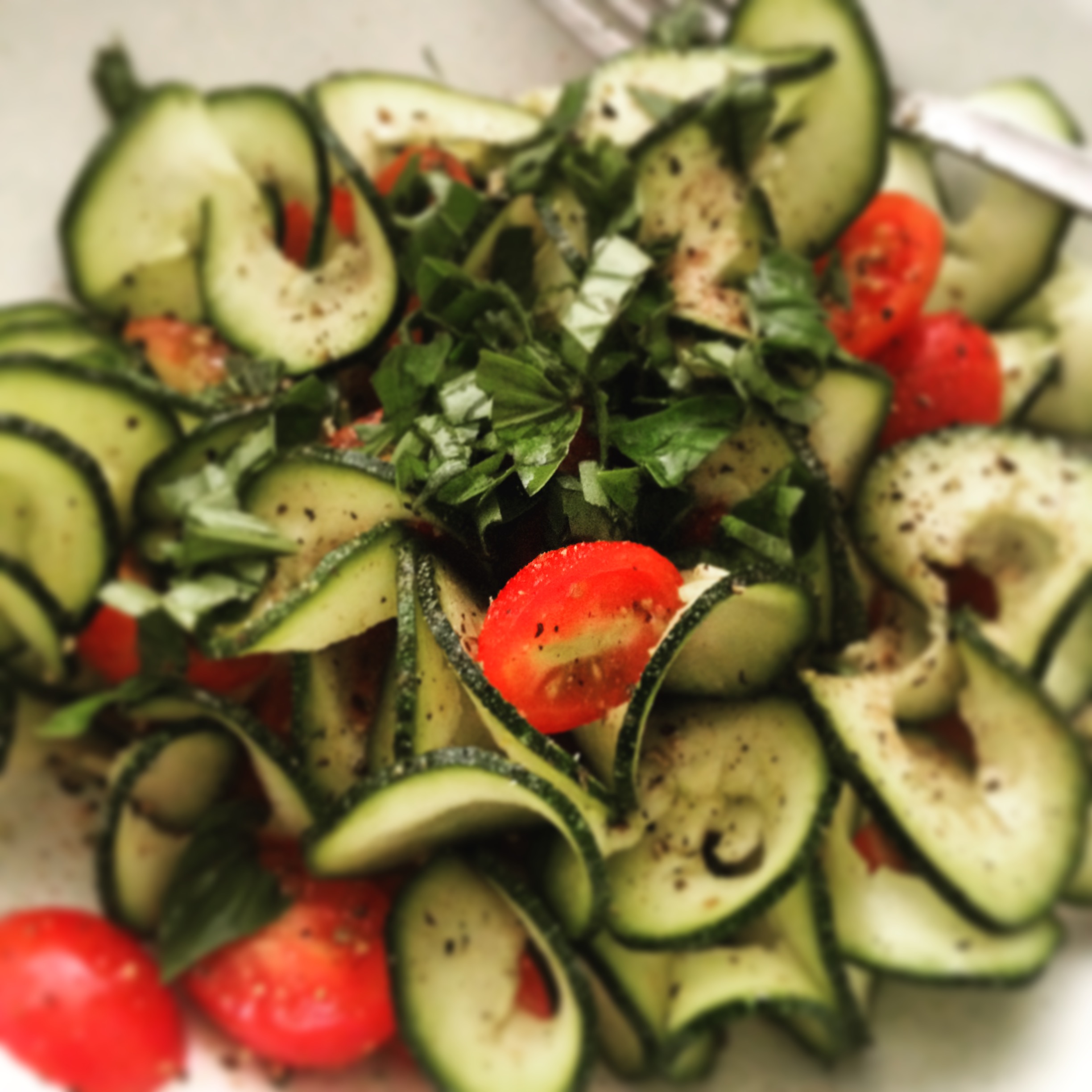 Sautéed Zucchini Ribbons with Fresh Tomato Basil Sauce
