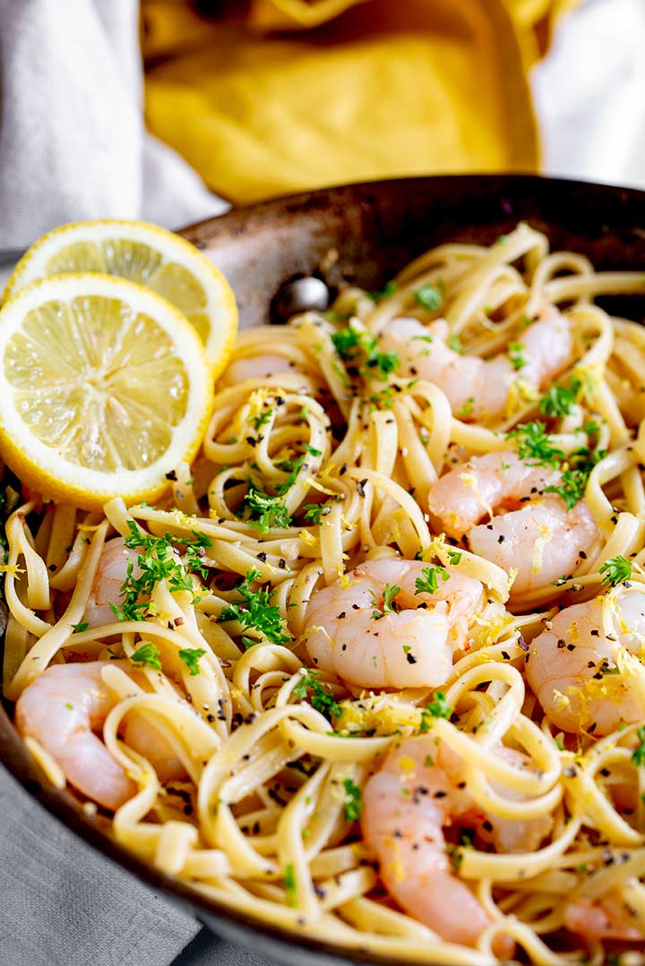 One-Pot Lemon-Pepper Shrimp Pasta