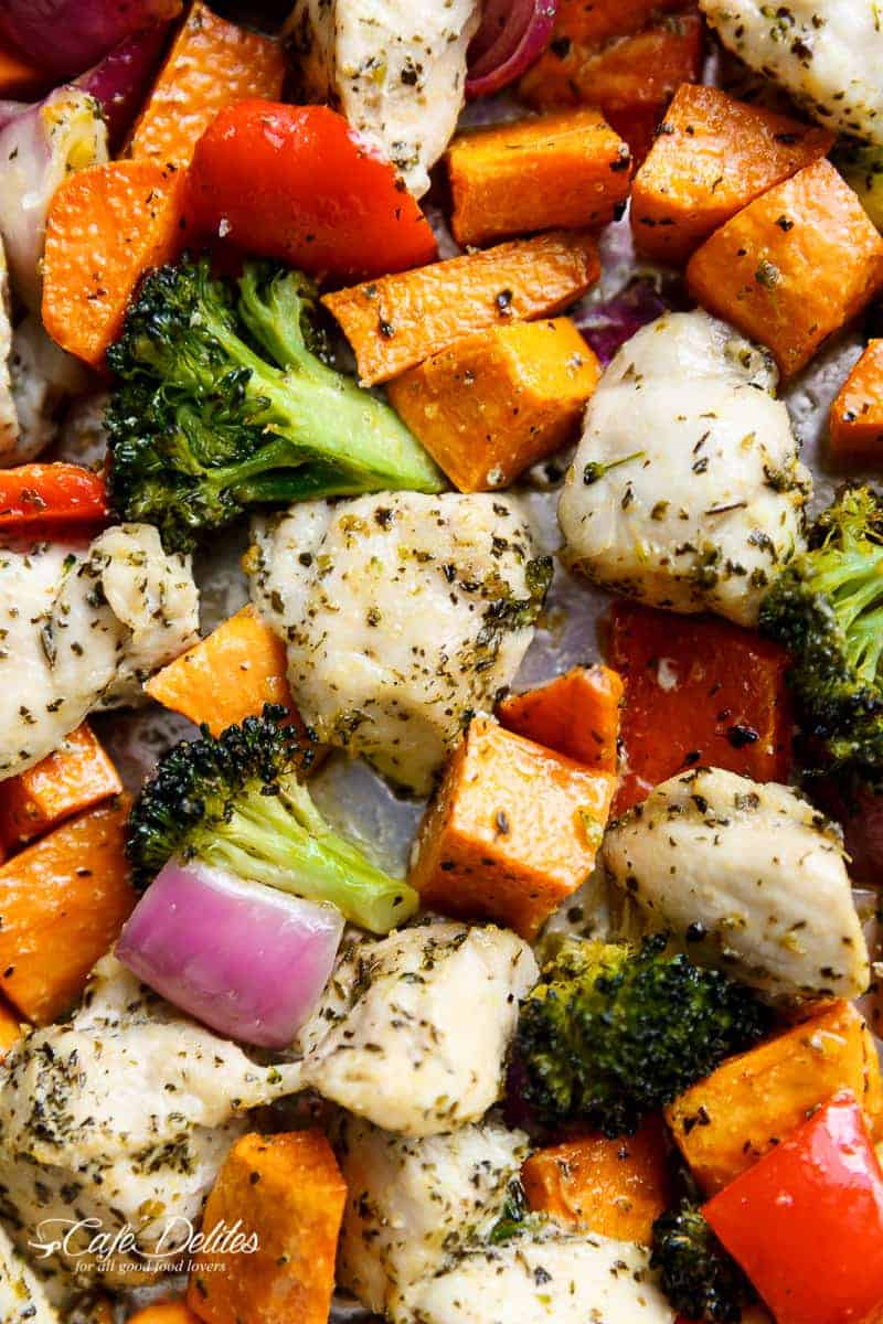 Sheet Pan Herb-Roasted Chicken with Sweet Potatoes
