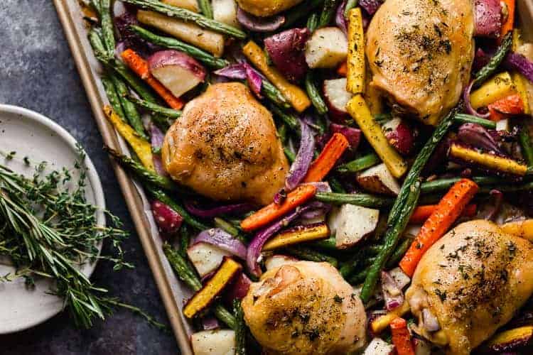 One-Pan Chicken with Lemon, Garlic, and Roasted Vegetables