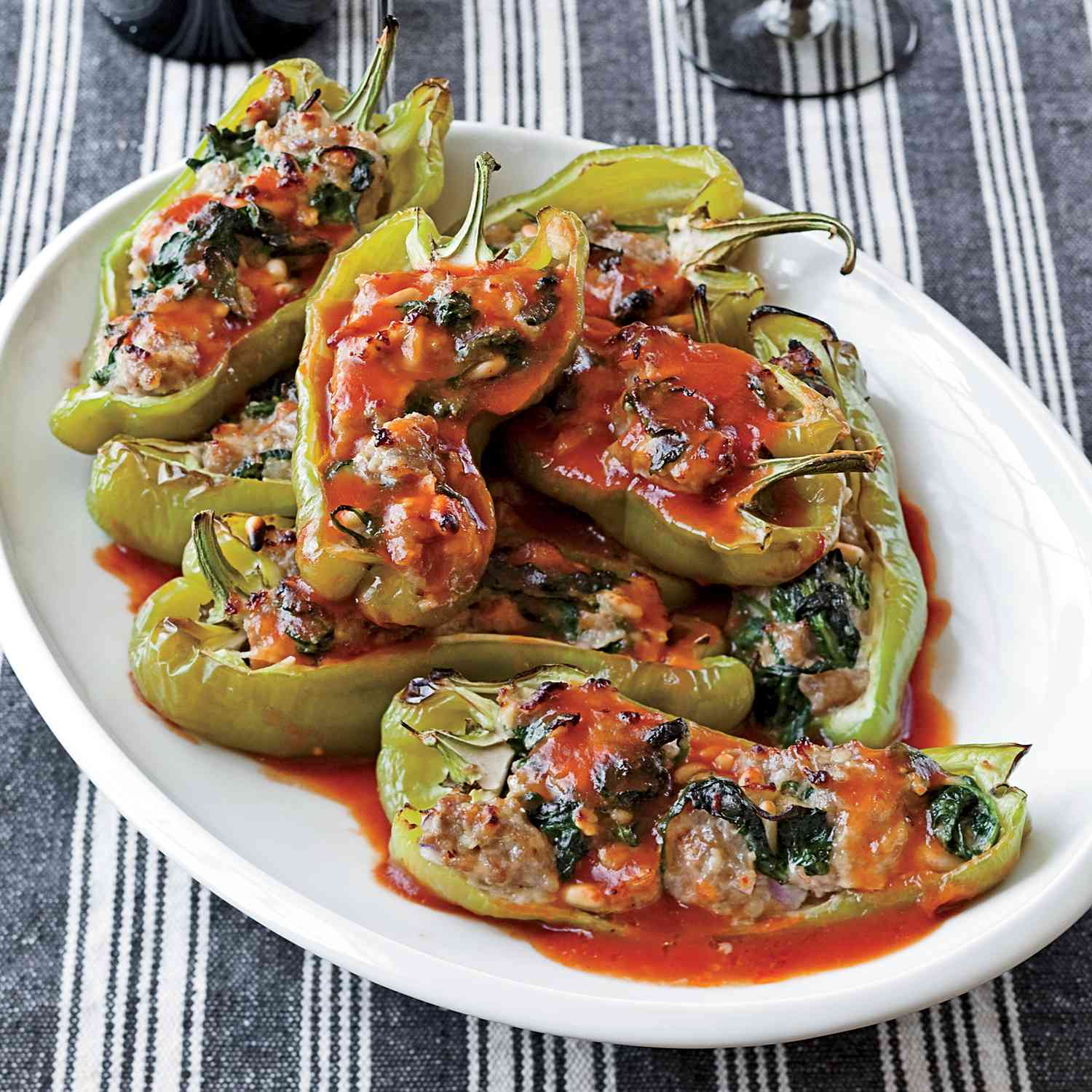 Sausage-Stuffed Bell Peppers with Herbed Cream