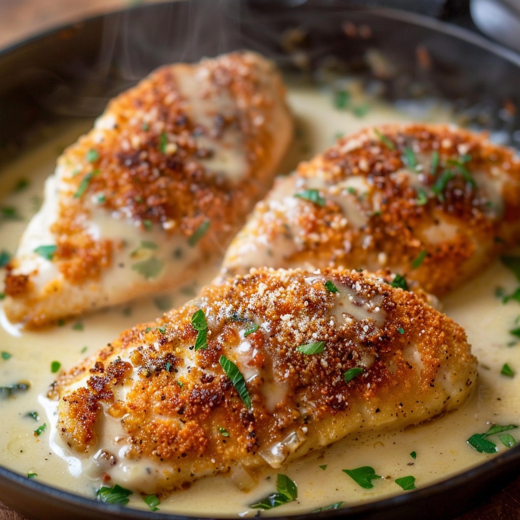 Rosemary-Garlic Baked Chicken Breasts with Cream Cheese Herb Sauce