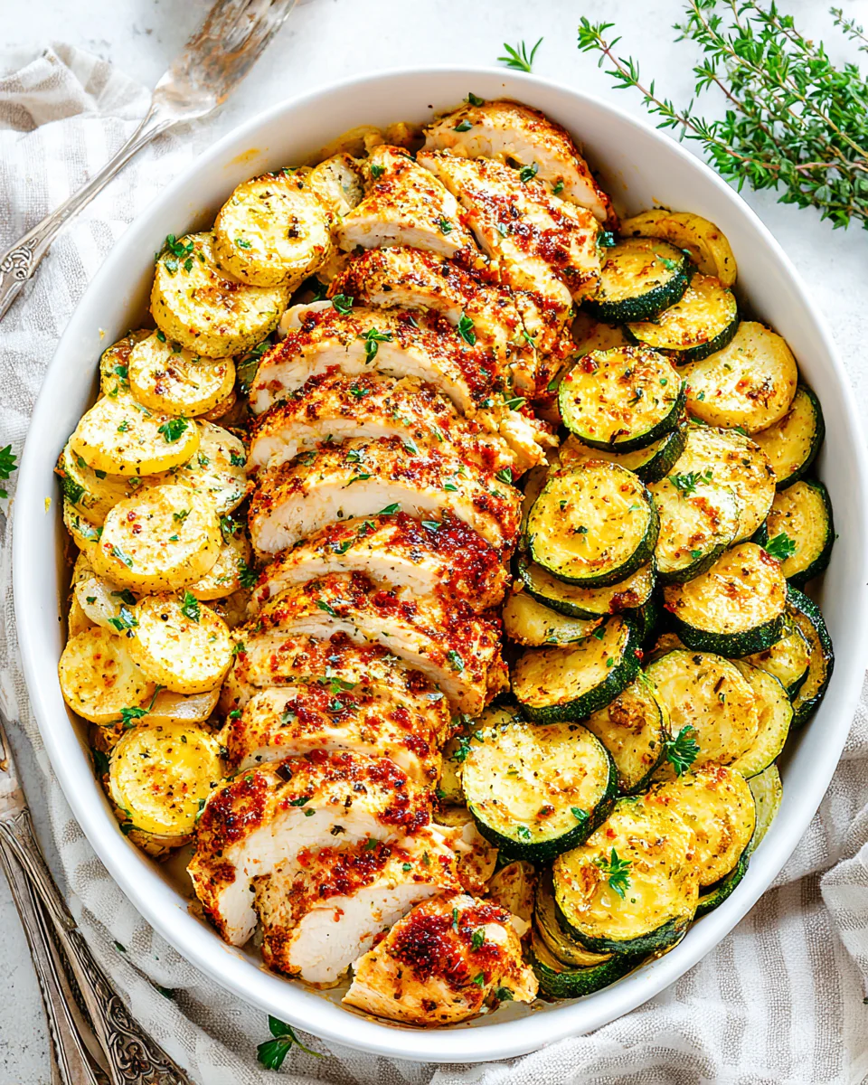 Lemon-Ginger Baked Chicken with Zucchini and Bell Peppers