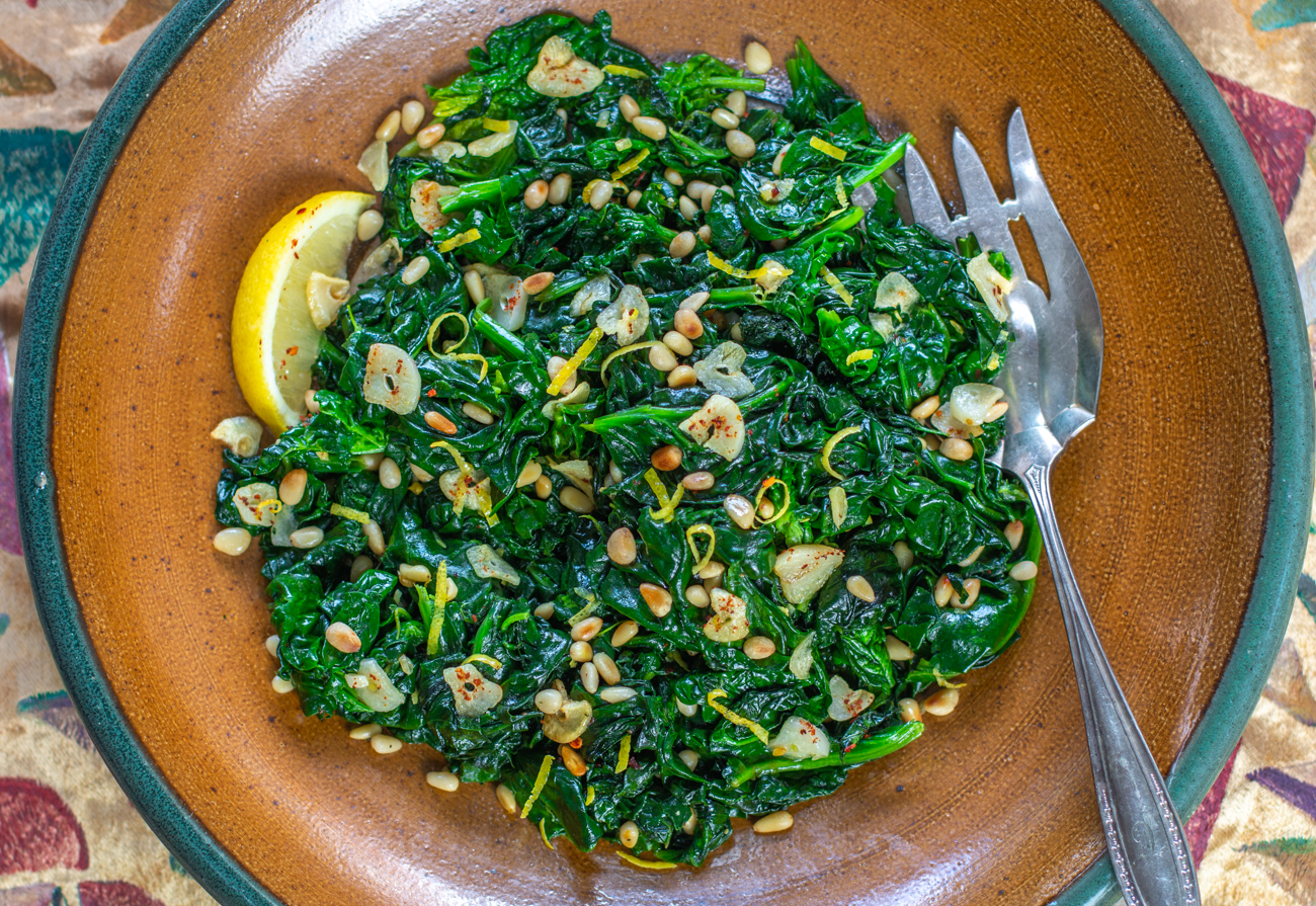Sautéed Spinach with Lemon Zest and Toasted Almonds