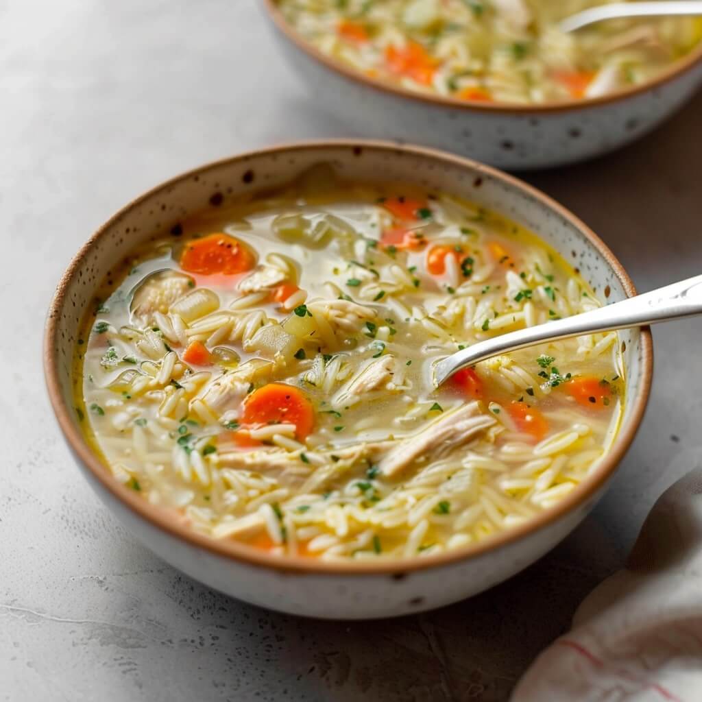 Slow-Simmered Chicken Orzo Soup with Lemon and Dill