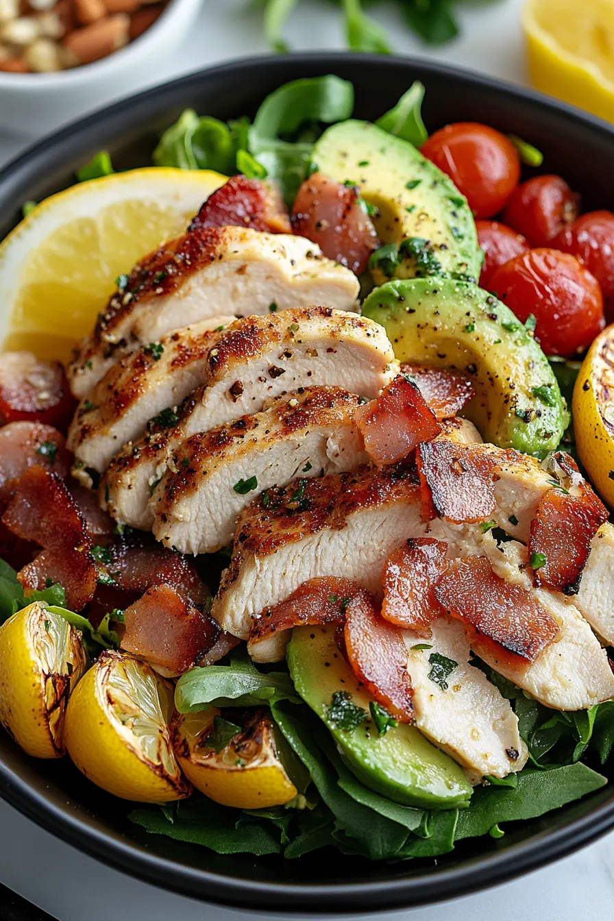 Tossed Bacon and Avocado Salad with Lemon Vinaigrette