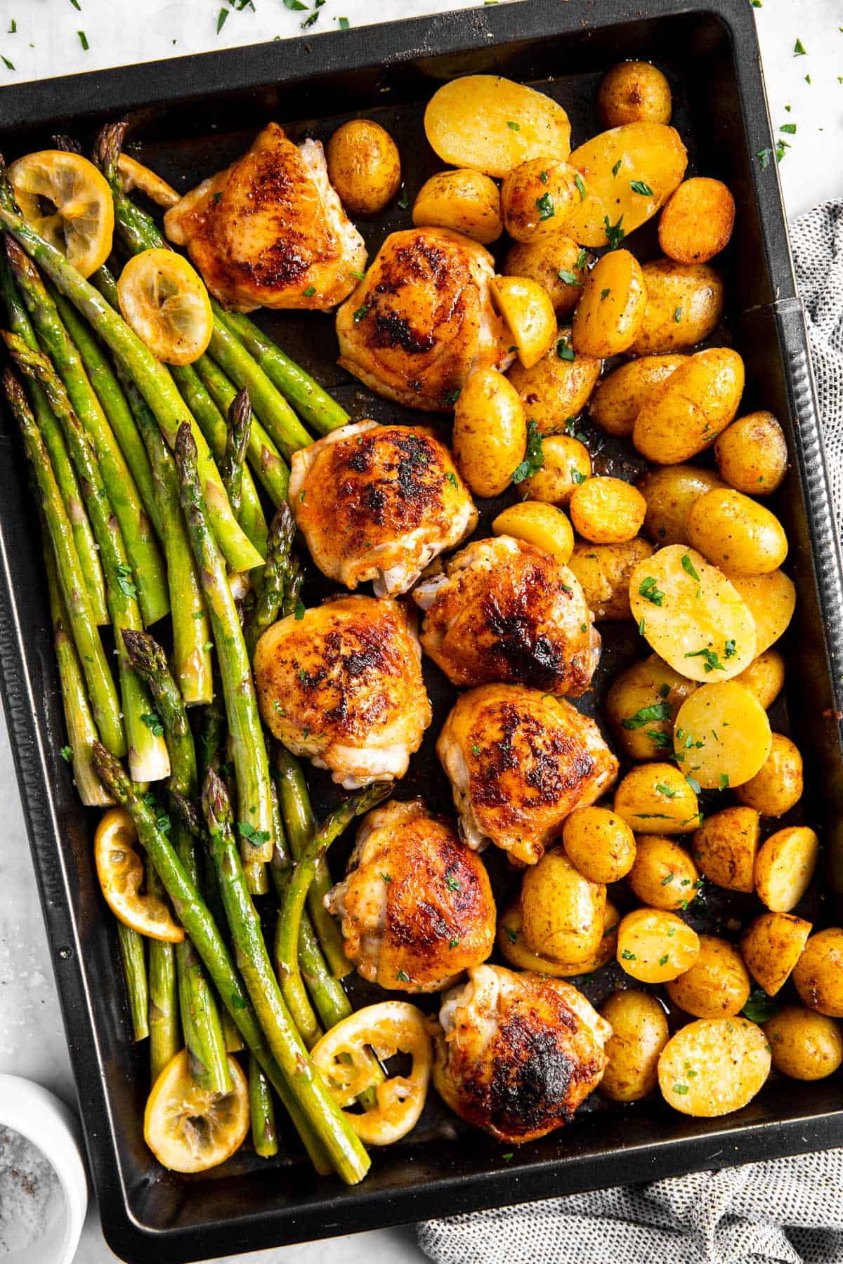Sheet Pan Rosemary-Garlic Chicken Thighs with Roasted Asparagus