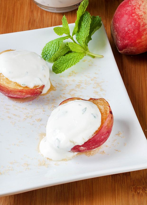 Baked Peaches with Mint and Honey