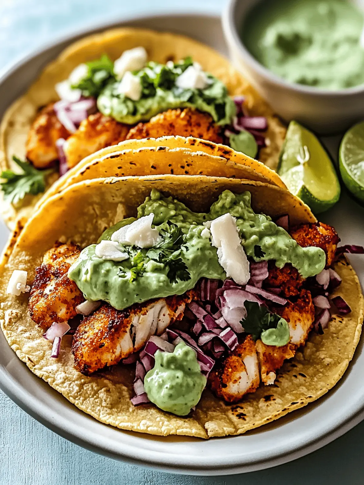 Citrus-Glazed Fish Tacos with Avocado Crema