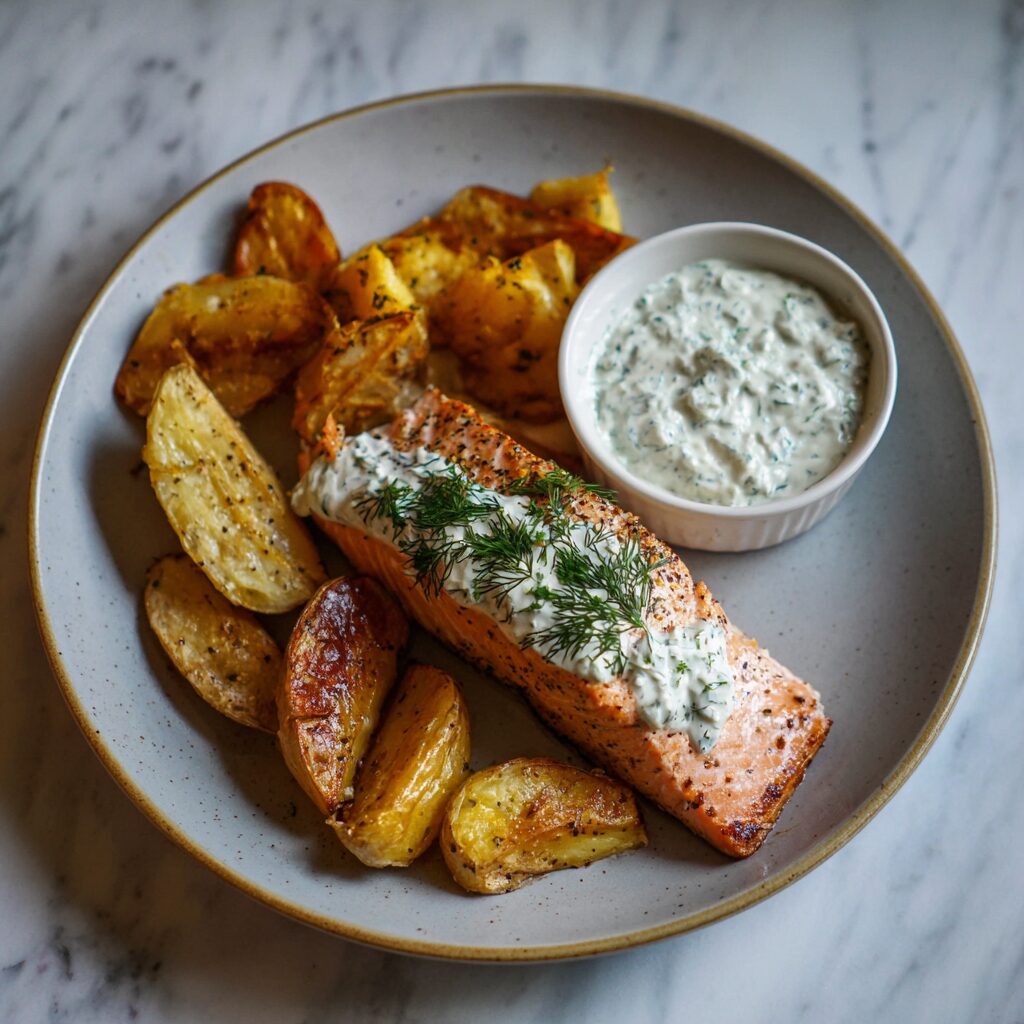 Lemon-Dill Salmon with Crispy Fingerling Potatoes