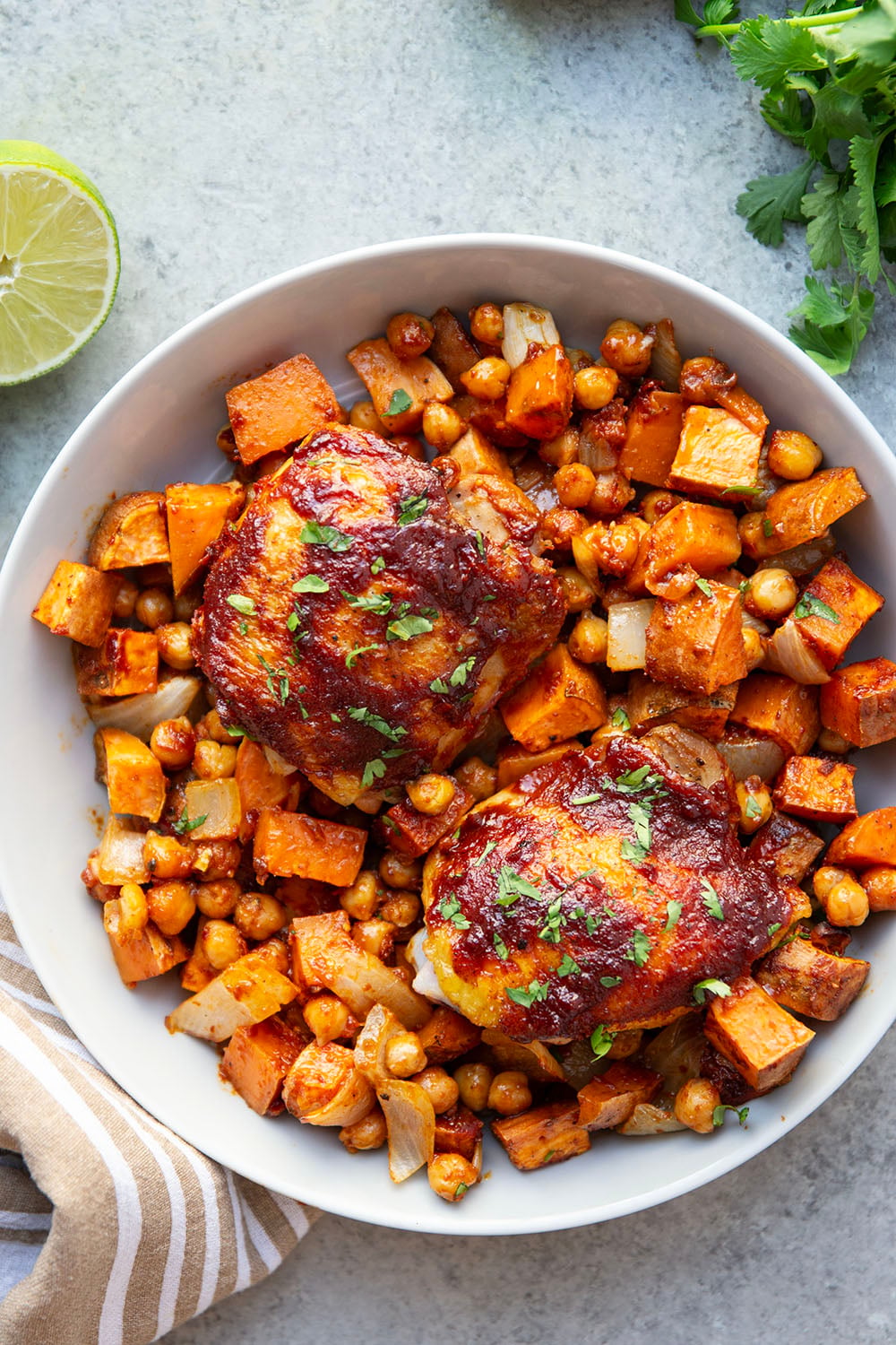 Golden-Harissa Chicken Thighs with Roasted Chickpeas