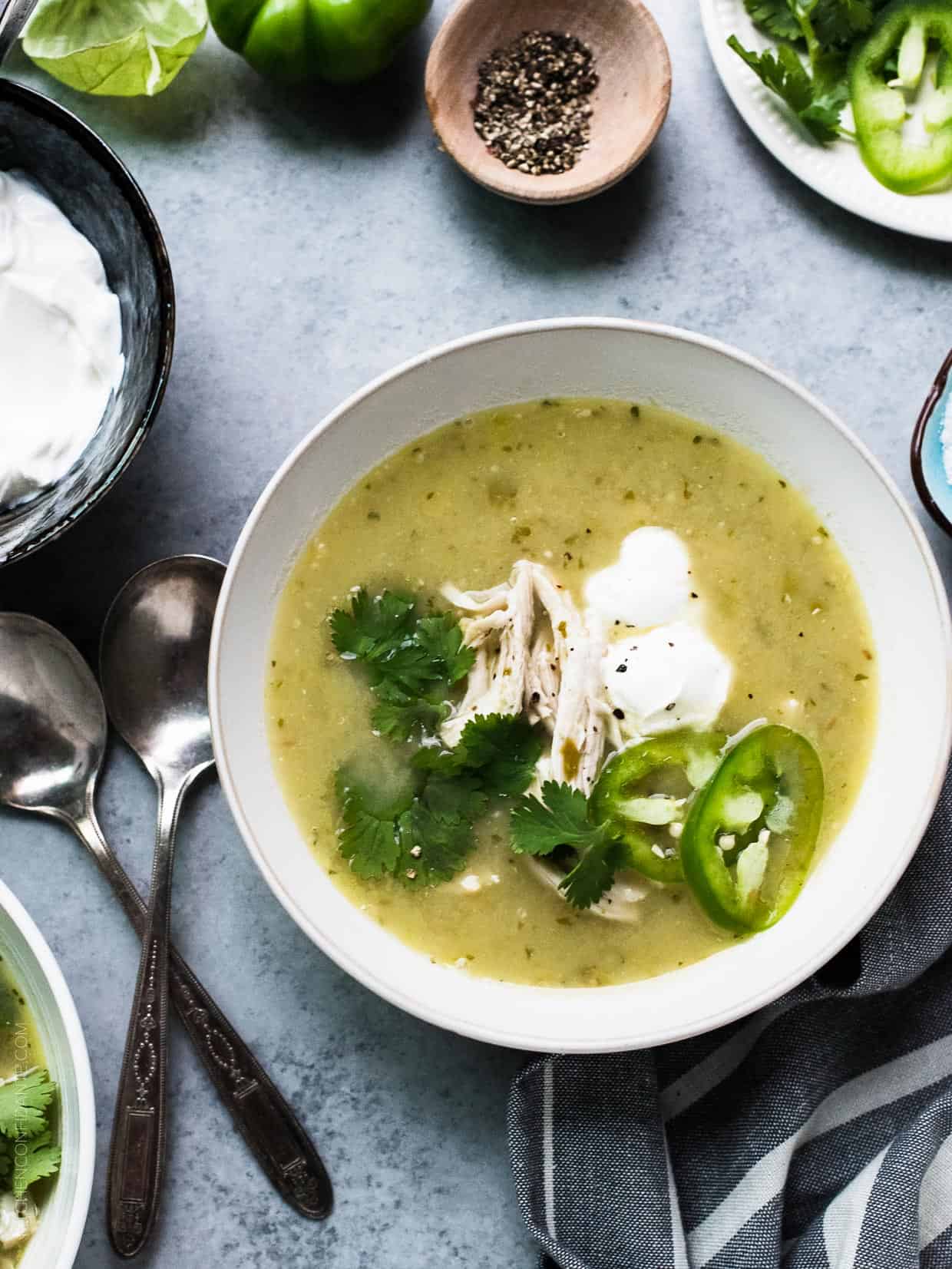 Tomatillo-Chicken Soup with Jalapeño Kick