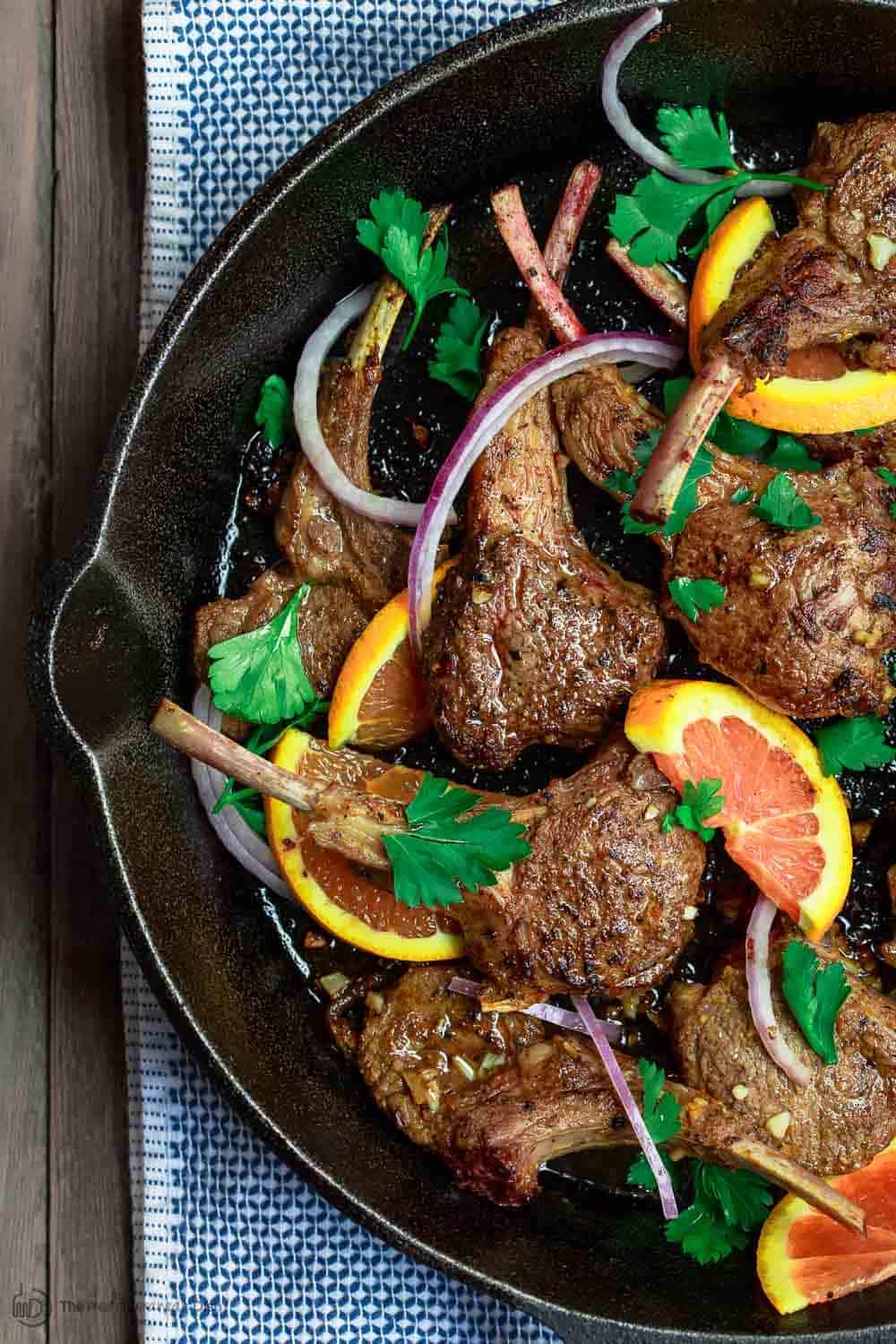 Harissa-Rubbed Lamb Chops with Sheet Pan Vegetables